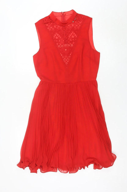 ASOS Women’s Red Fit & Flare Sleeveless Lace Knee Dress UK 8