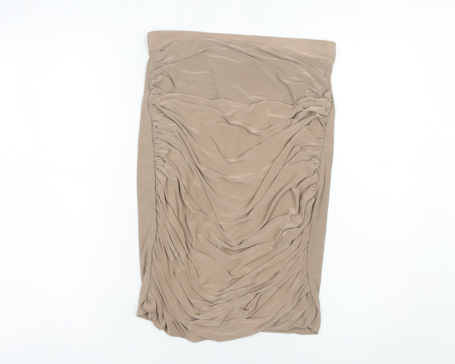 PrettyLittleThing Women’s Beige Ruched Pencil Skirt UK 14