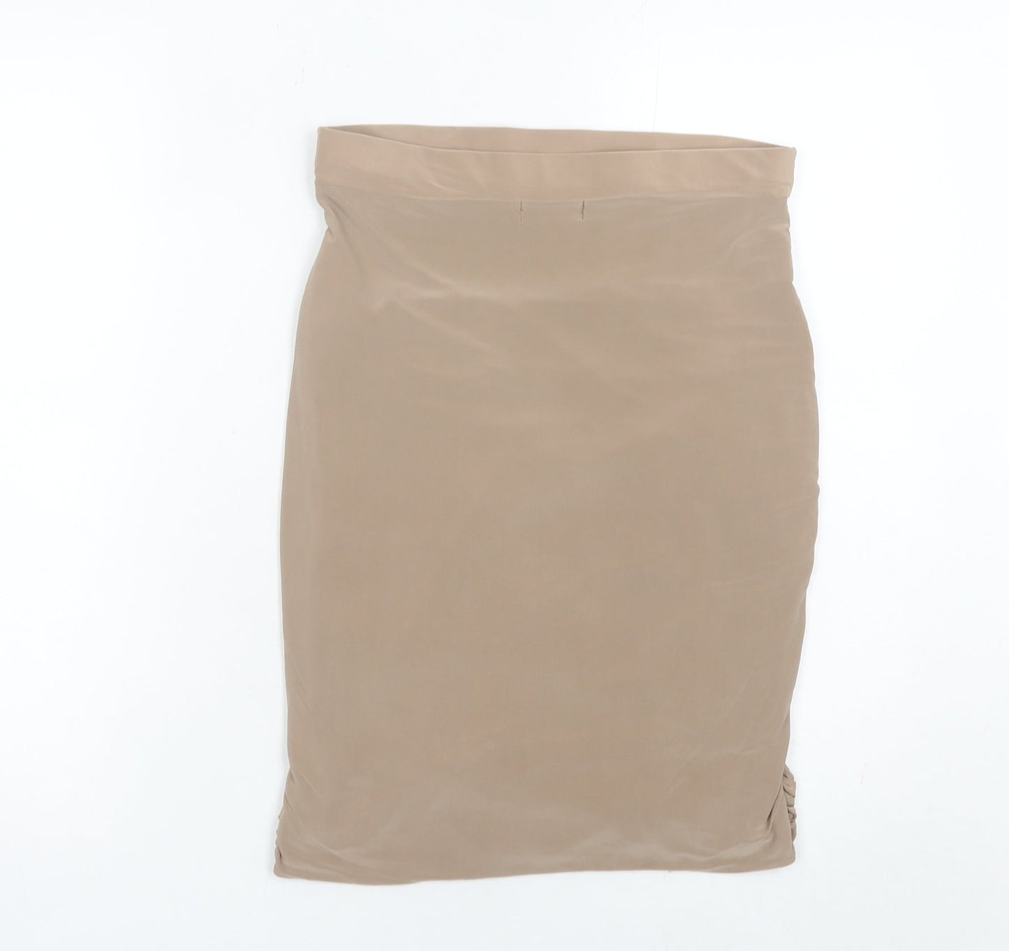 PrettyLittleThing Women’s Beige Ruched Pencil Skirt UK 14