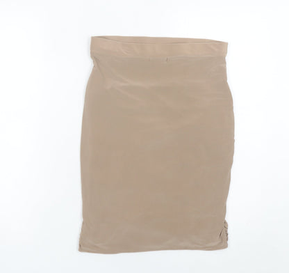 PrettyLittleThing Women’s Beige Ruched Pencil Skirt UK 14