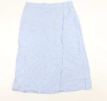 Capsule Womens Blue Midi Linen Blend Skirt Size 18 Elastic Waist