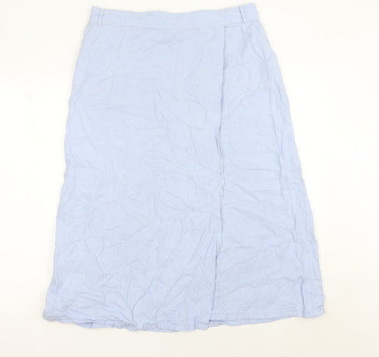 Capsule Womens Blue Midi Linen Blend Skirt Size 18 Elastic Waist
