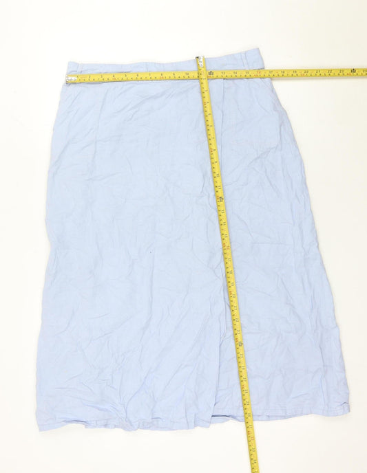 Capsule Womens Blue Midi Linen Blend Skirt Size 18 Elastic Waist