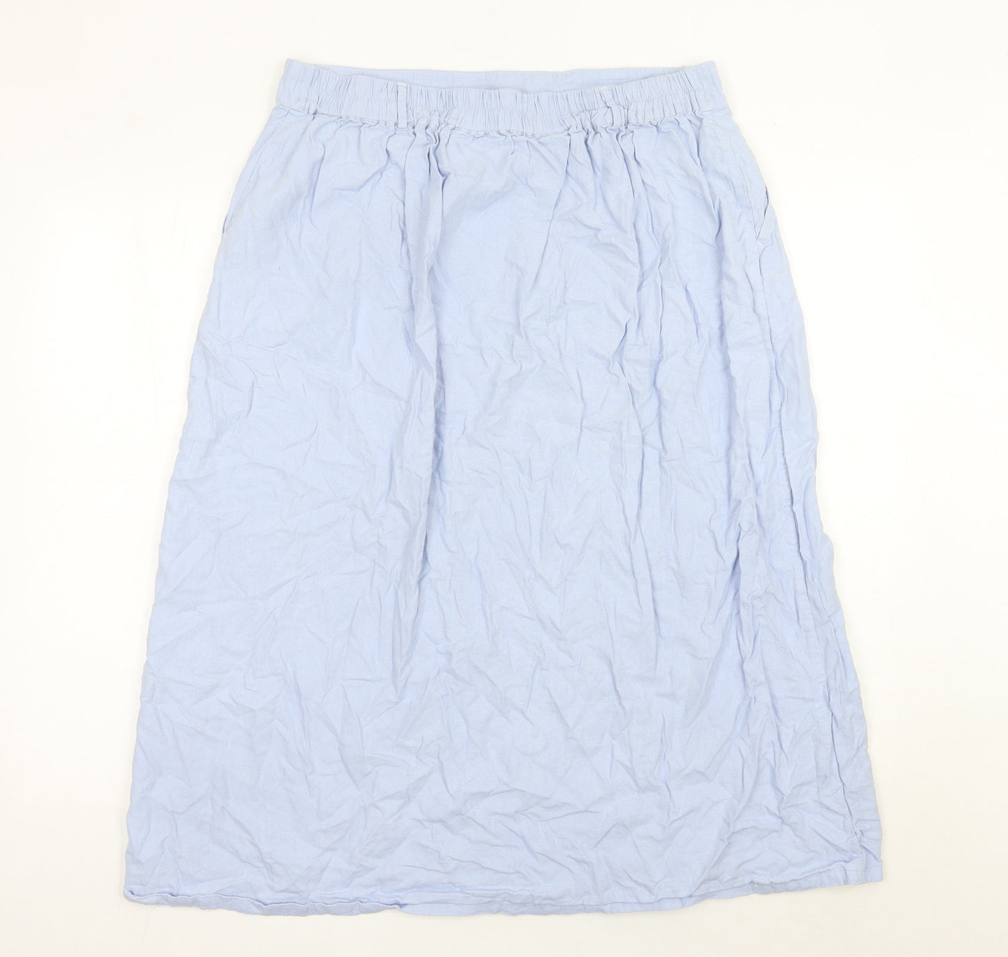 Capsule Womens Blue Midi Linen Blend Skirt Size 18 Elastic Waist