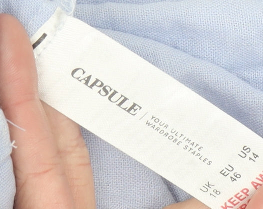 Capsule Womens Blue Midi Linen Blend Skirt Size 18 Elastic Waist