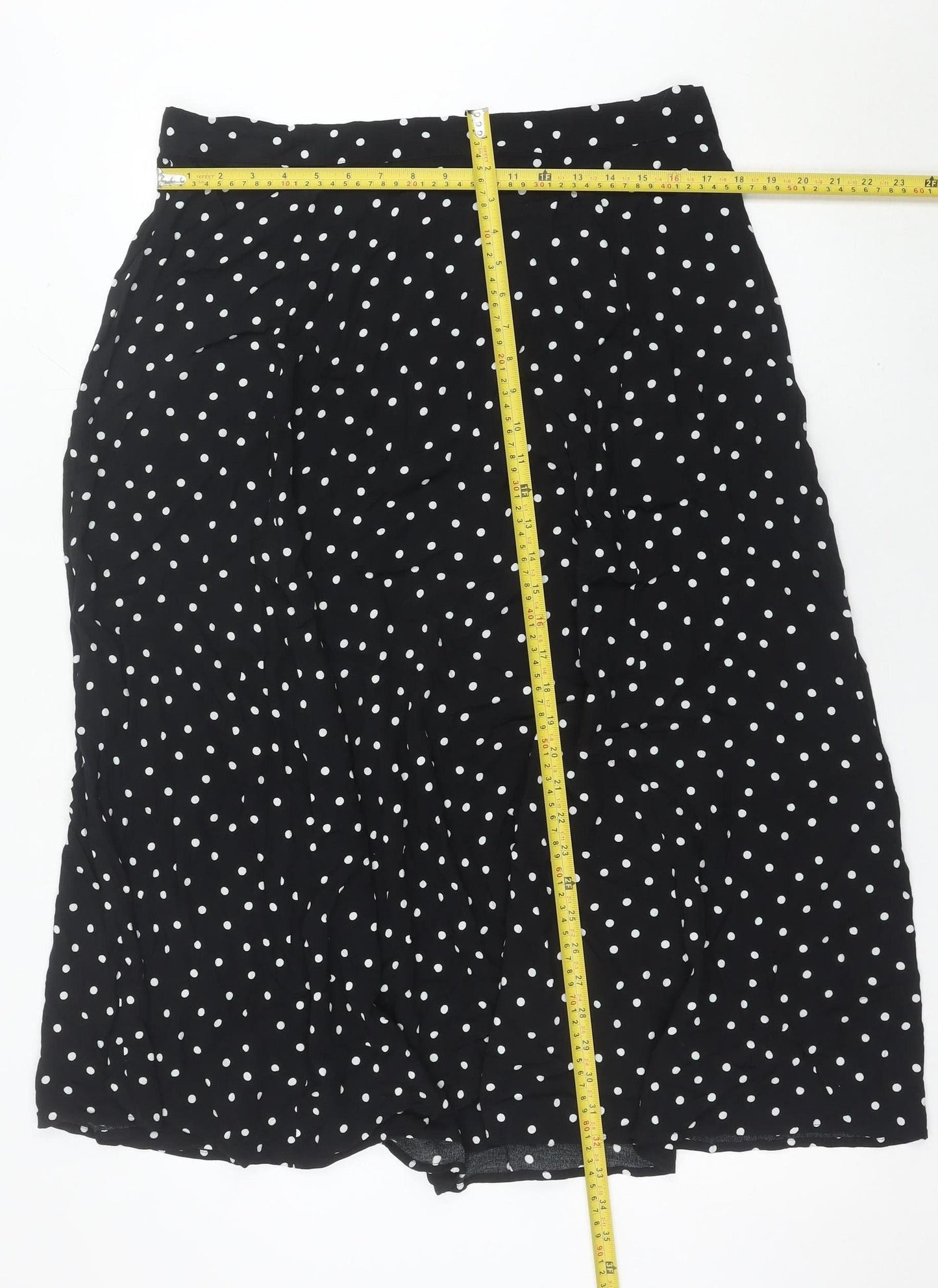 Marks and Spencer Women Black Polka Dot A-Line Skirt Size 18