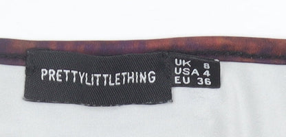 PrettyLittleThing Women’s Multicolour Mesh Cropped Blouse UK 8 Long Sleeve