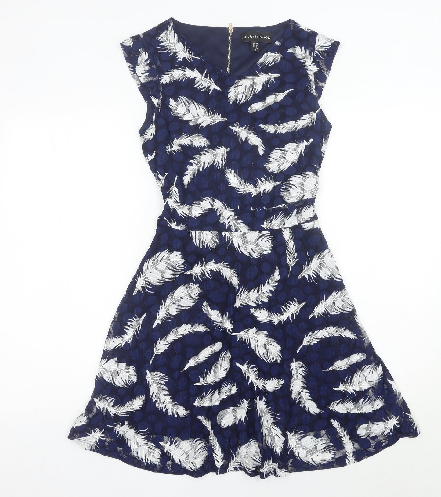 Mela London Women’s Blue Size 10 V-Neck Fit & Flare Dress