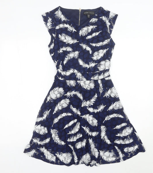 Mela London Women’s Blue Size 10 V-Neck Fit & Flare Dress