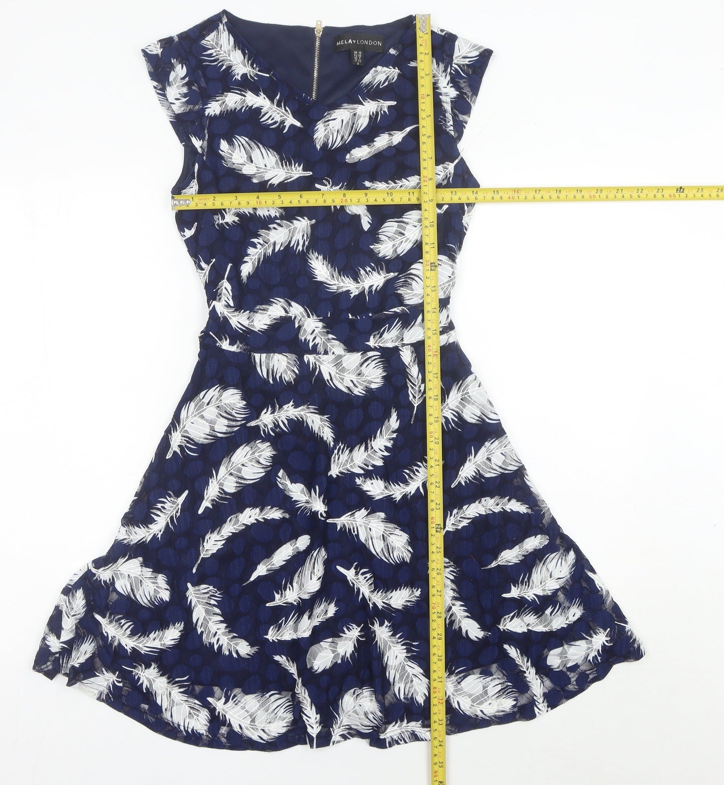 Mela London Women’s Blue Size 10 V-Neck Fit & Flare Dress