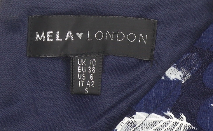 Mela London Women’s Blue Size 10 V-Neck Fit & Flare Dress