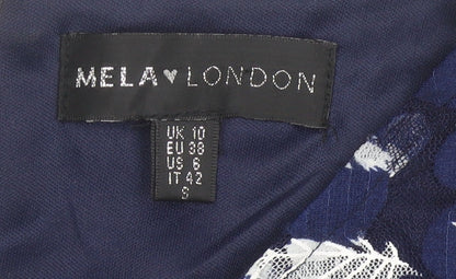 Mela London Women’s Blue Size 10 V-Neck Fit & Flare Dress