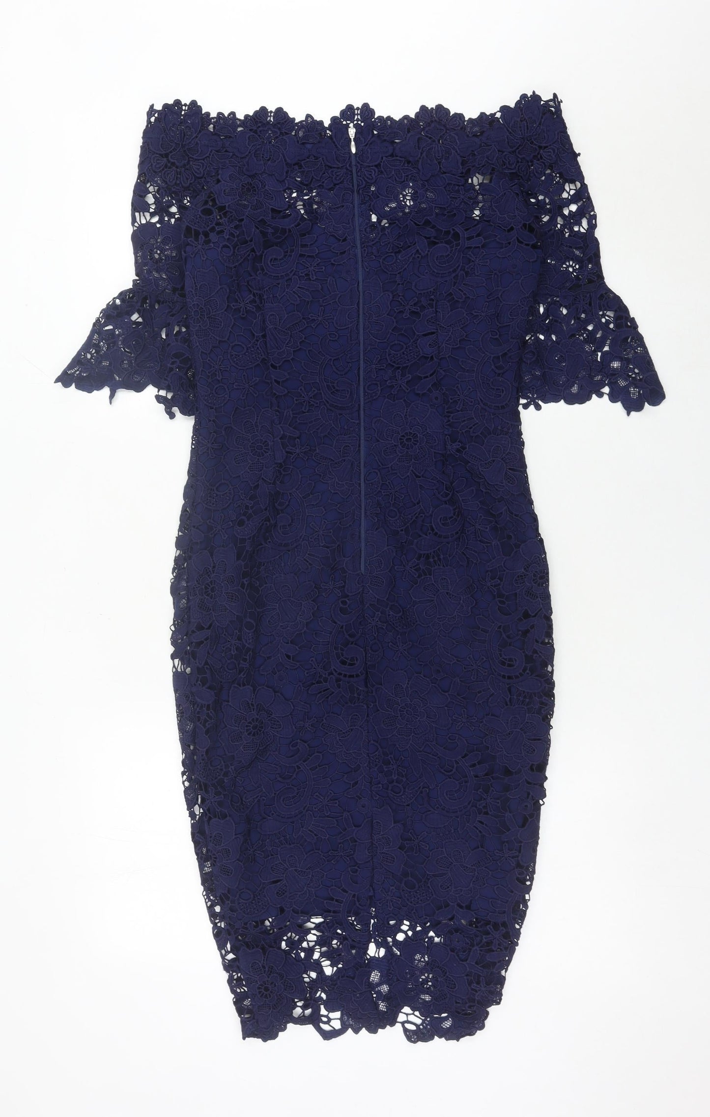 Paper Dolls Women’s Blue Off Shoulder Lace Sheath Dress UK 10