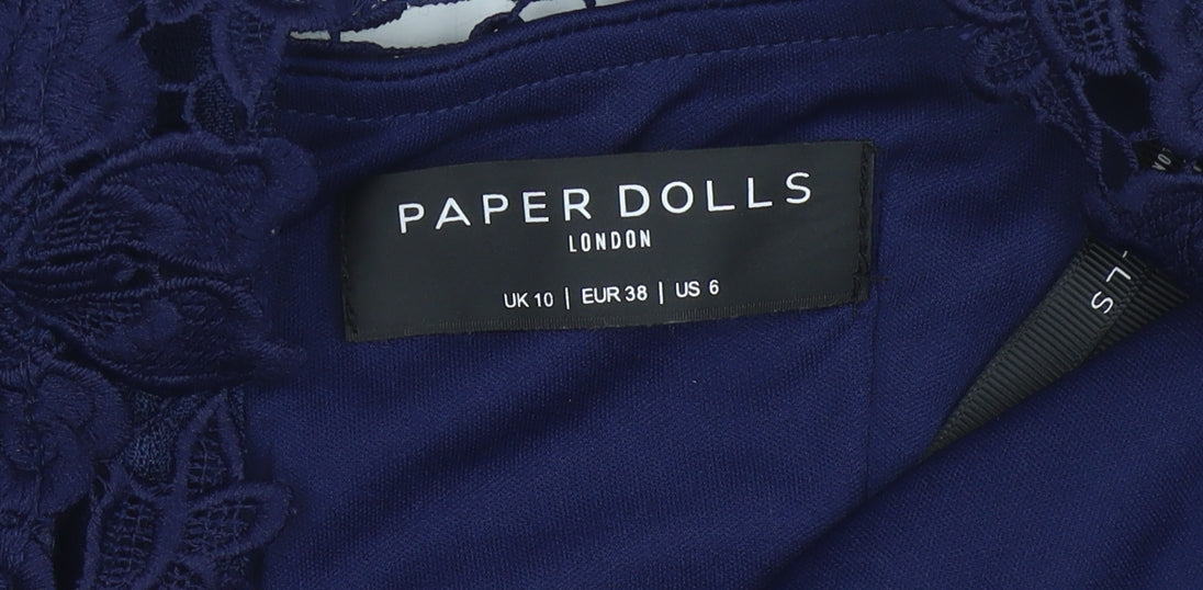 Paper Dolls Women’s Blue Off Shoulder Lace Sheath Dress UK 10