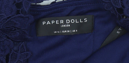 Paper Dolls Women’s Blue Off Shoulder Lace Sheath Dress UK 10