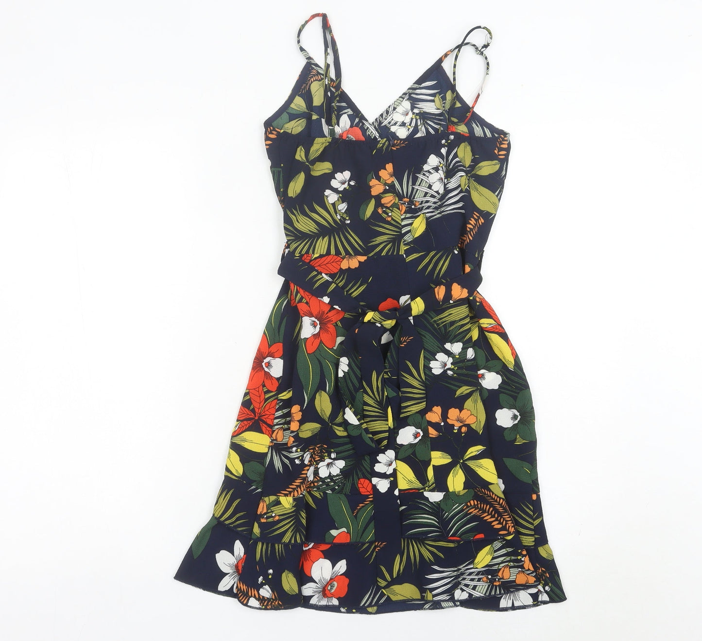 Quiz Womens Multicoloured Floral Wrap Dress Size 6 Sleeveless