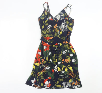 Quiz Womens Multicoloured Floral Wrap Dress Size 6 Sleeveless