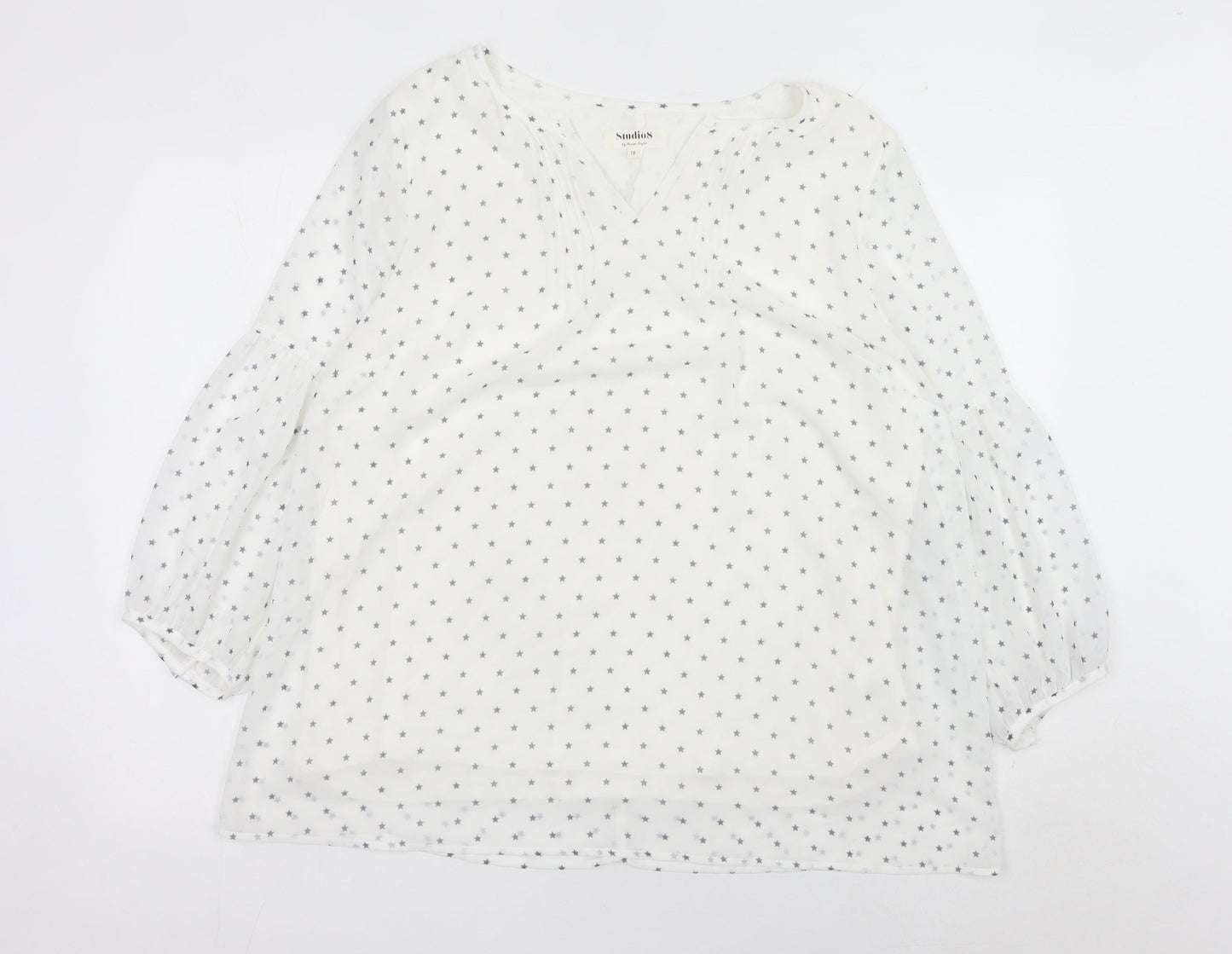 Studio 8 by Phase Eight Women’s White Star Print Tunic Blouse Size 18