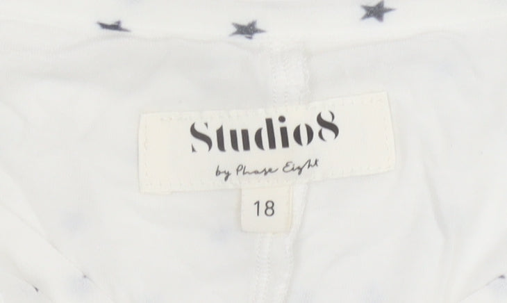 Studio 8 by Phase Eight Women’s White Star Print Tunic Blouse Size 18