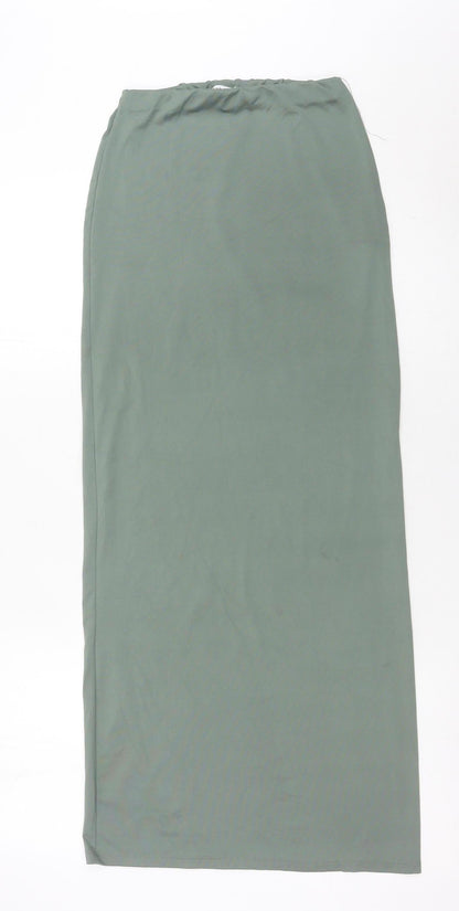 Bershka Womens Green XS Straight Leg Elastic Waist Trousers