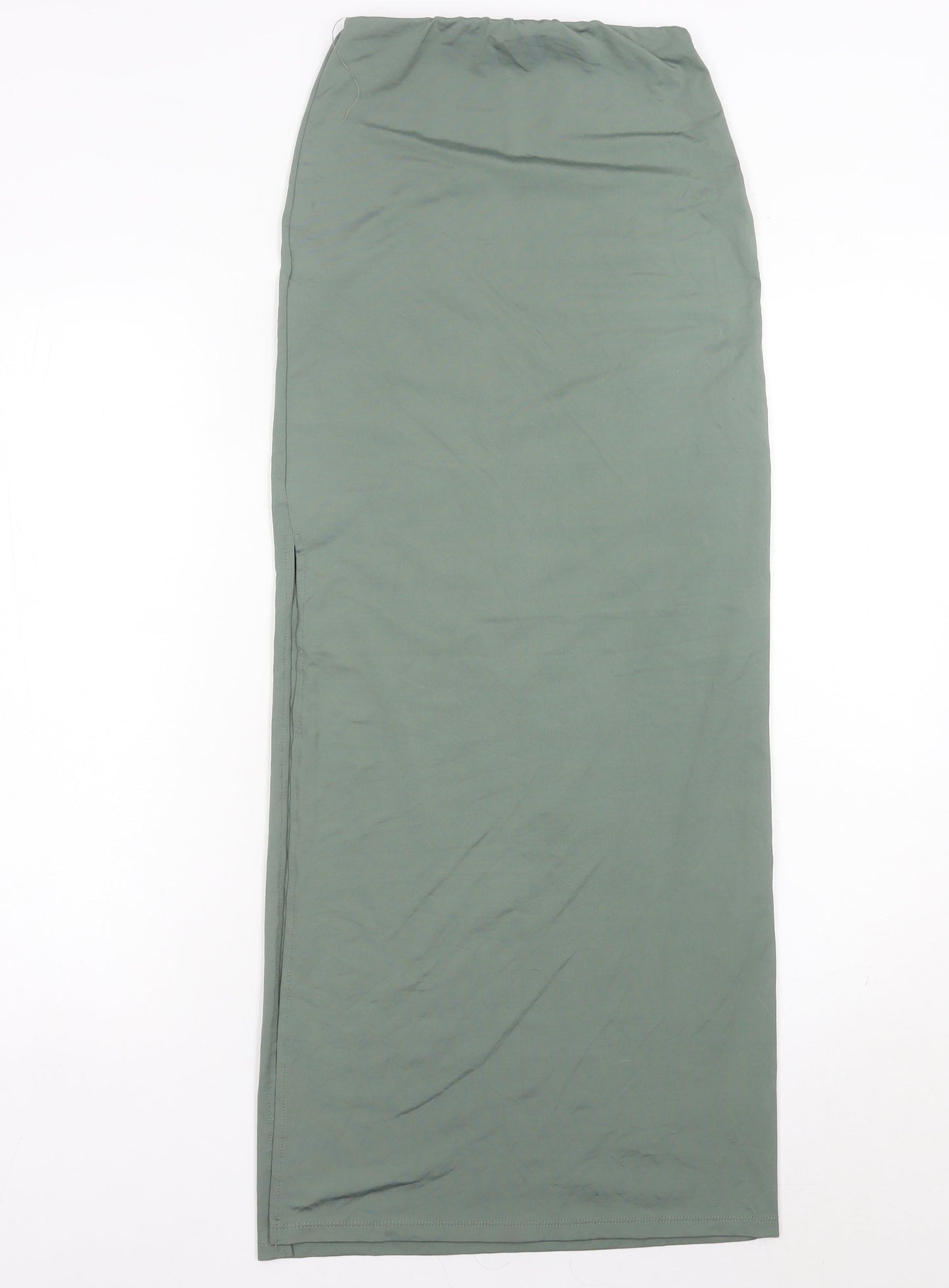 Bershka Womens Green XS Straight Leg Elastic Waist Trousers