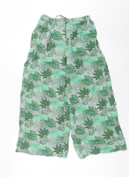 Womens UK Size 6 Marks and Spencer Relaxed Fit Wide-Leg Green Trousers