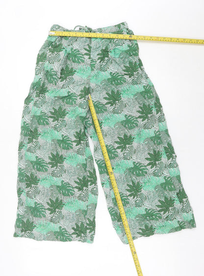 Womens UK Size 6 Marks and Spencer Relaxed Fit Wide-Leg Green Trousers