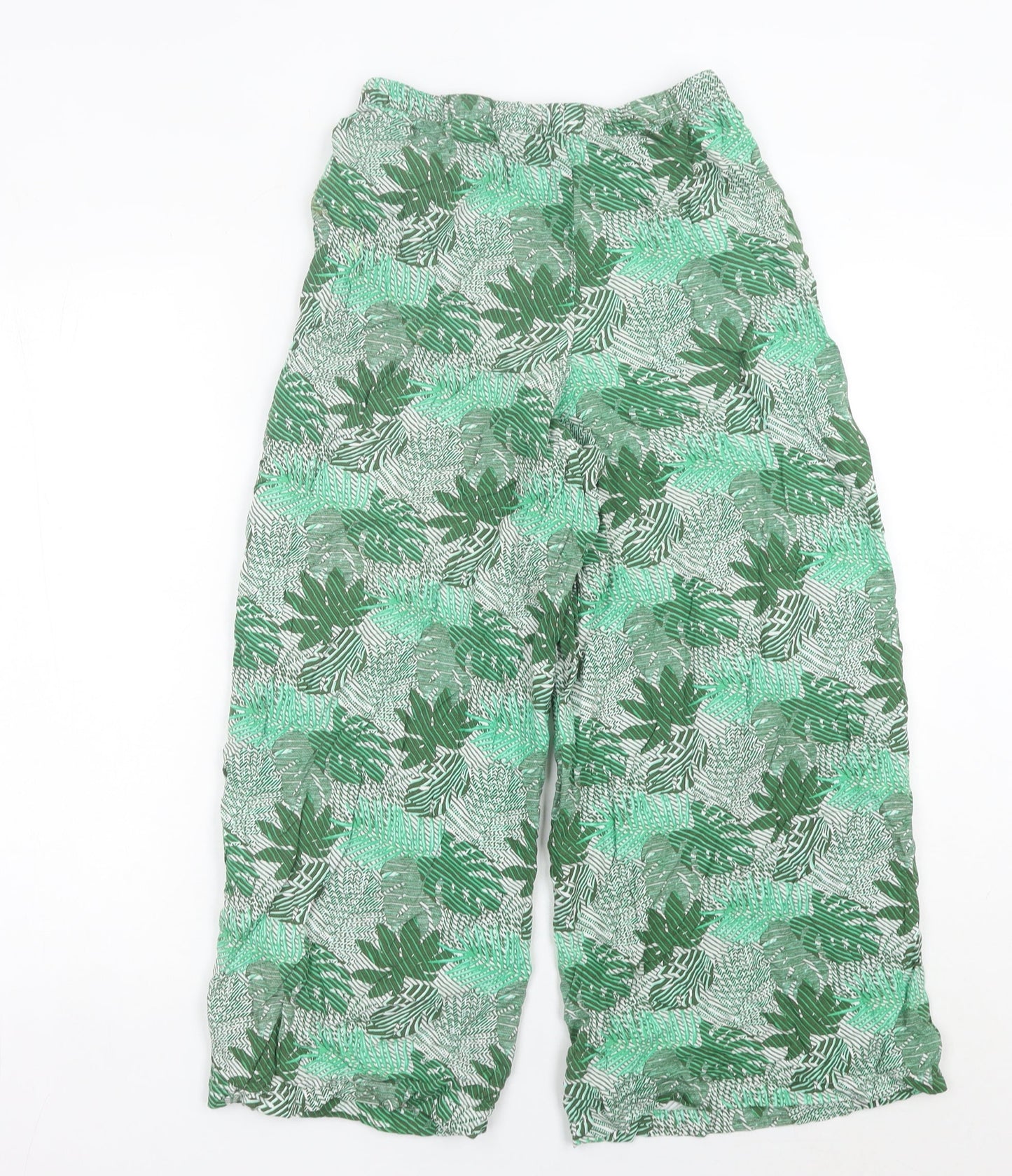 Womens UK Size 6 Marks and Spencer Relaxed Fit Wide-Leg Green Trousers