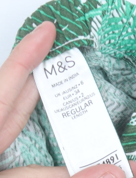 Womens UK Size 6 Marks and Spencer Relaxed Fit Wide-Leg Green Trousers