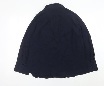 Womens UK Size 10 Zara Blue Basic Button-Up