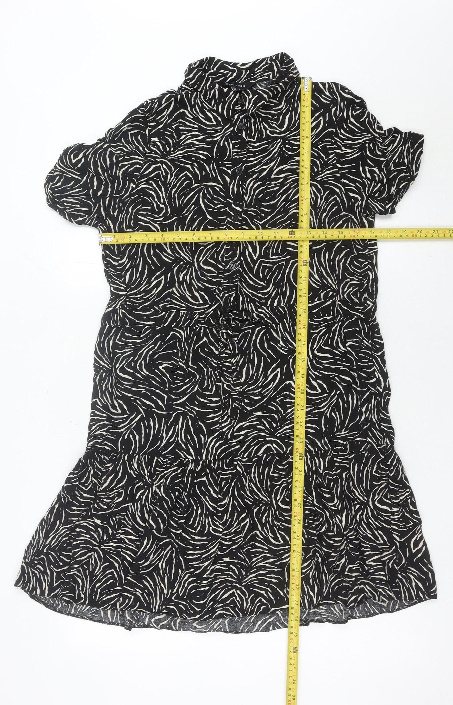 New Look Women’s Black Animal Print Shift Dress Size 12