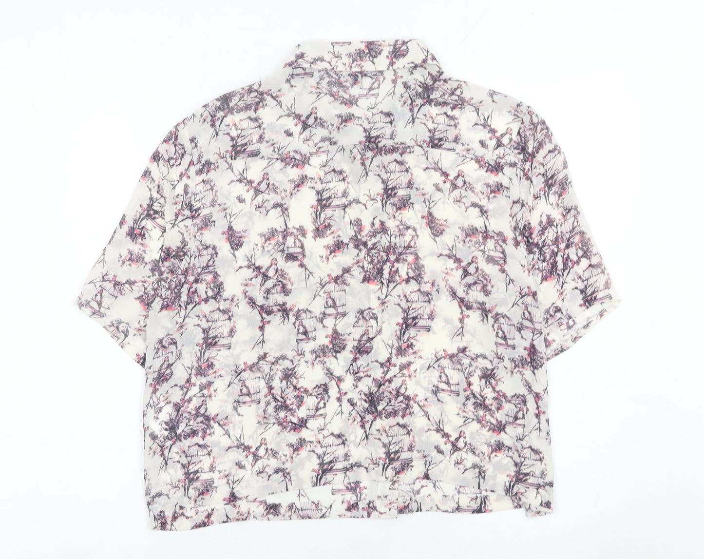 Womens UK Size 16 Warehouse Multicoloured Cropped Button-Up