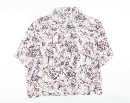 Womens UK Size 16 Warehouse Multicoloured Cropped Button-Up