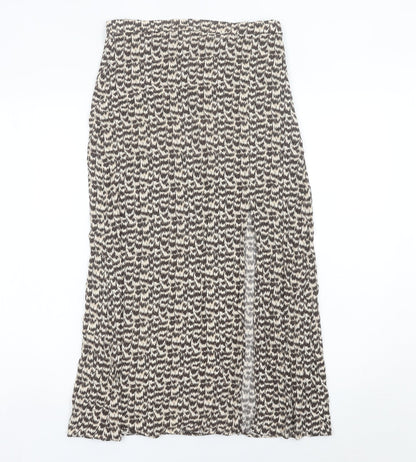 H&M Women’s Brown Geometric Midi Pencil Skirt Size 10 Viscose