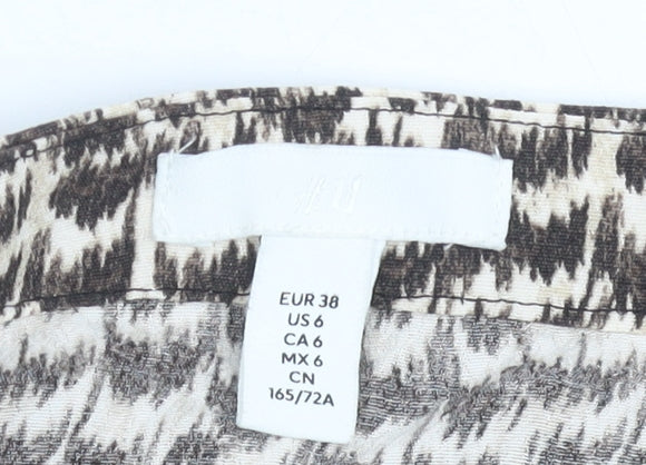 H&M Women’s Brown Geometric Midi Pencil Skirt Size 10 Viscose