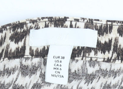 H&M Women’s Brown Geometric Midi Pencil Skirt Size 10 Viscose