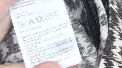 H&M Women’s Brown Geometric Midi Pencil Skirt Size 10 Viscose