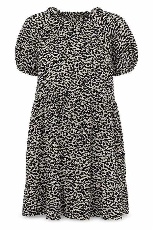 Arket Women’s Black Animal Print Shift Dress Size 10 Cupro Blend