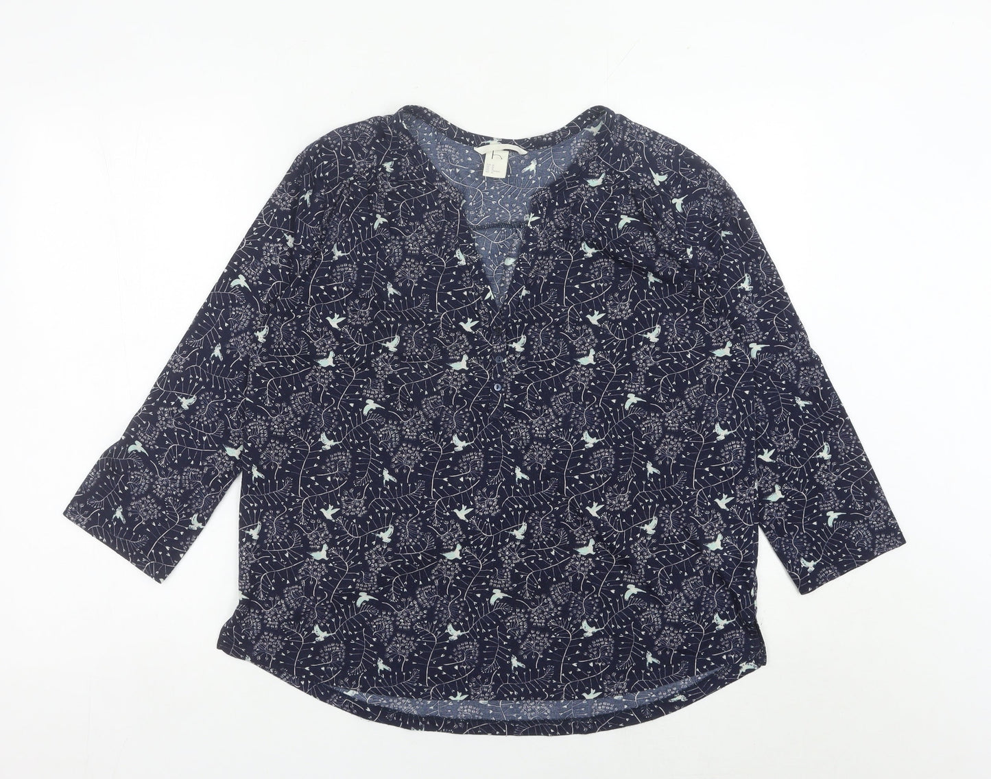 Womens UK Size 12 H&M Blue Tunic Blouse