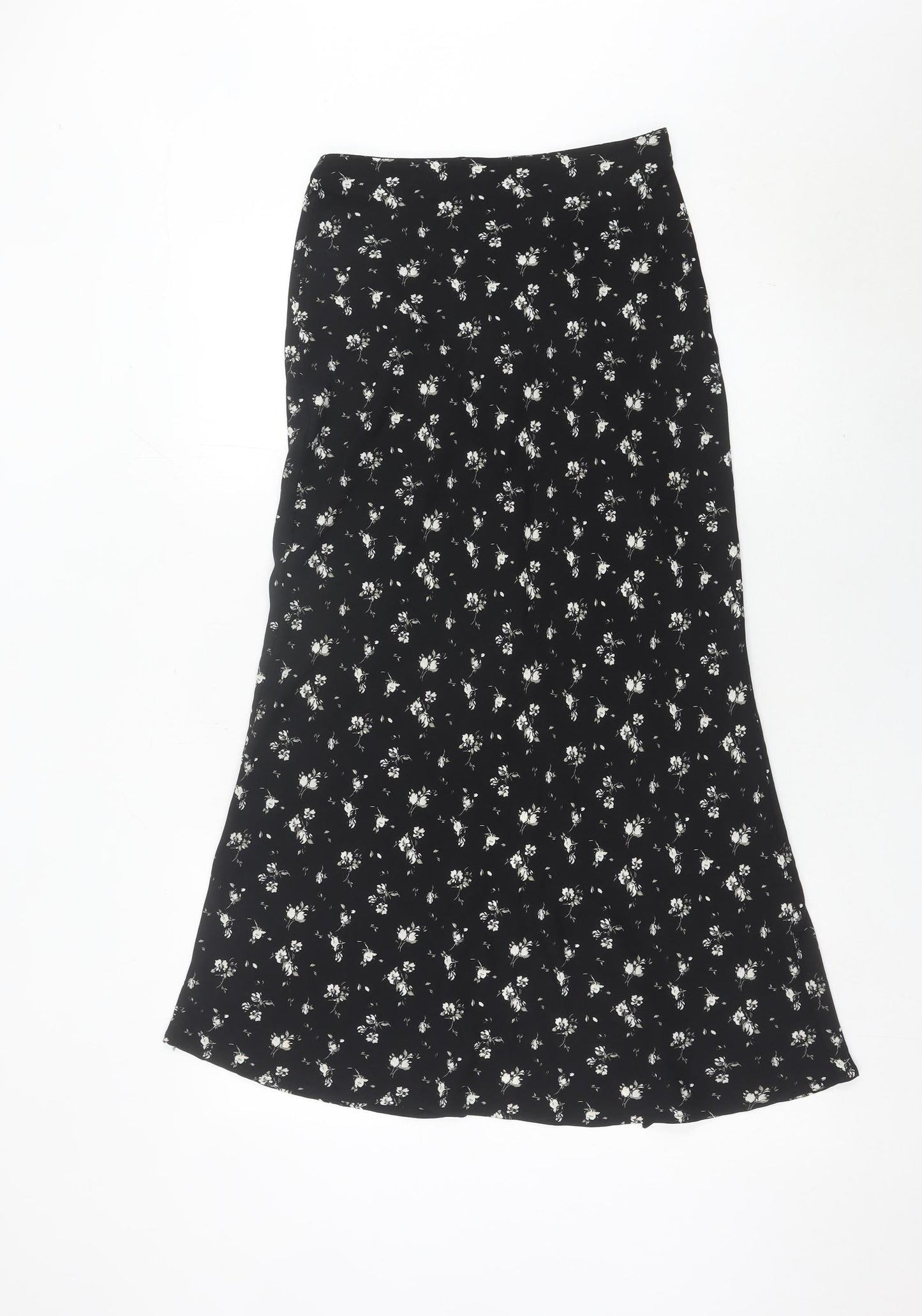 Hollister Womens Black Floral A-Line Midi Skirt XS High Rise