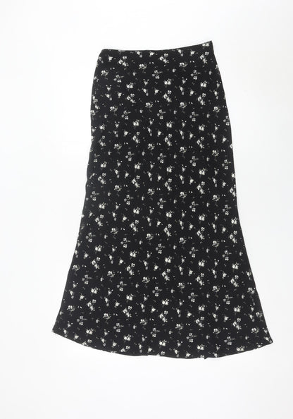Hollister Womens Black Floral A-Line Midi Skirt XS High Rise