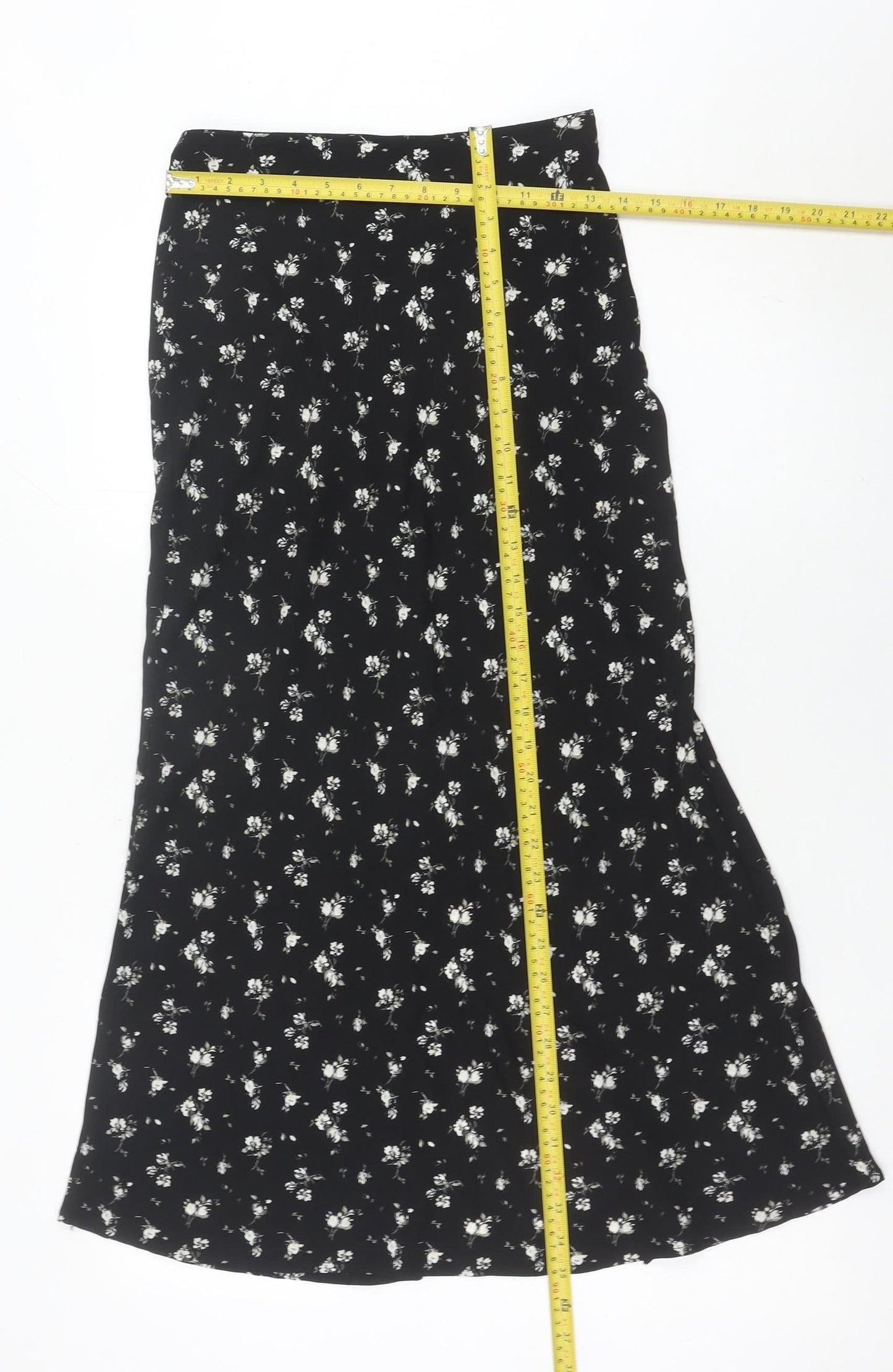 Hollister Womens Black Floral A-Line Midi Skirt XS High Rise