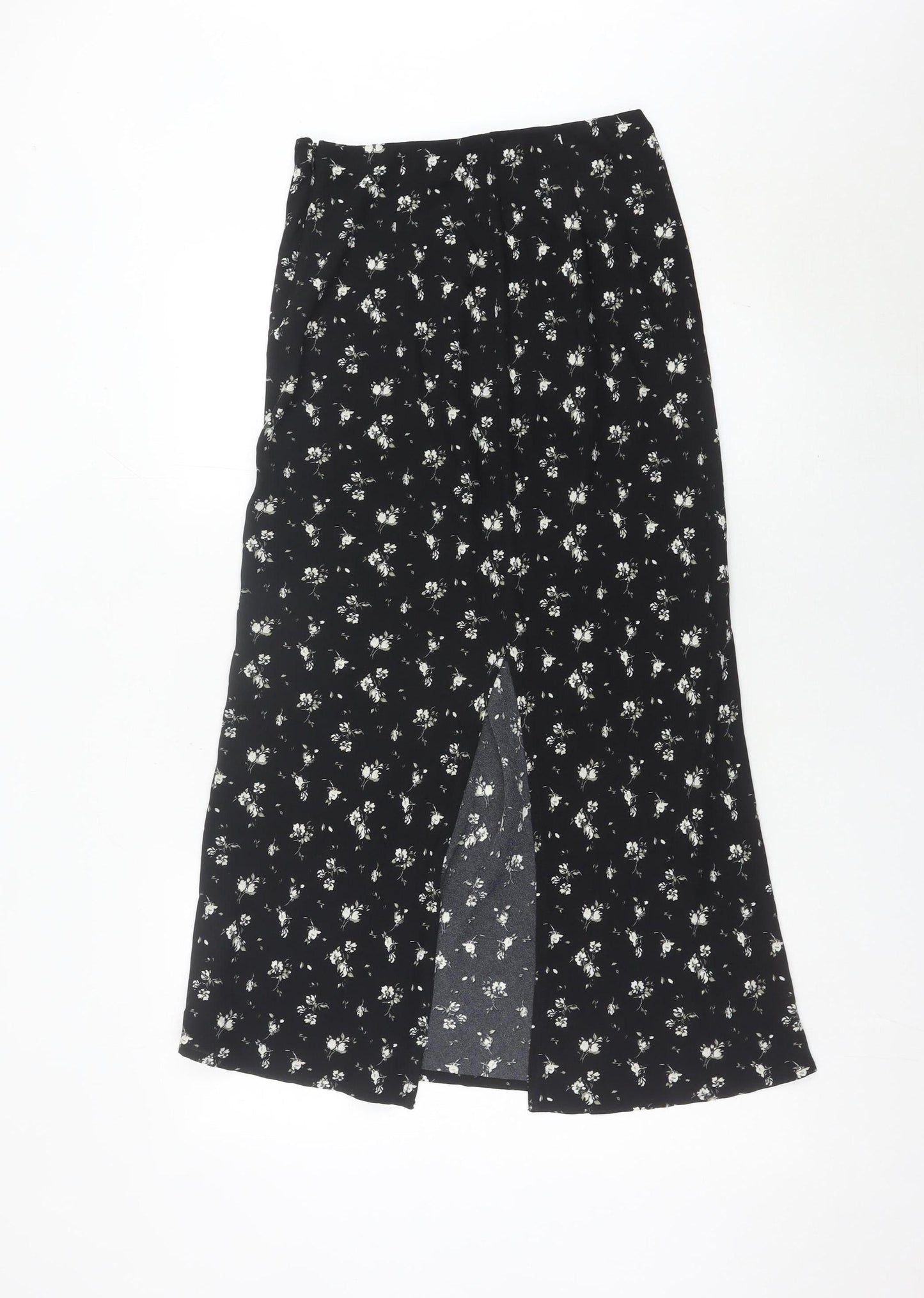 Hollister Womens Black Floral A-Line Midi Skirt XS High Rise