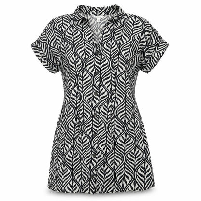 H&M Women Black Short Sleeve Shirt Dress Size 8 Cotton Casual