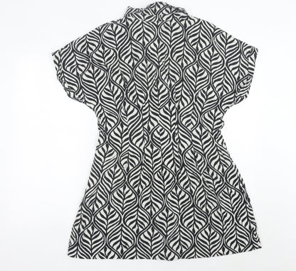 H&M Women Black Short Sleeve Shirt Dress Size 8 Cotton Casual