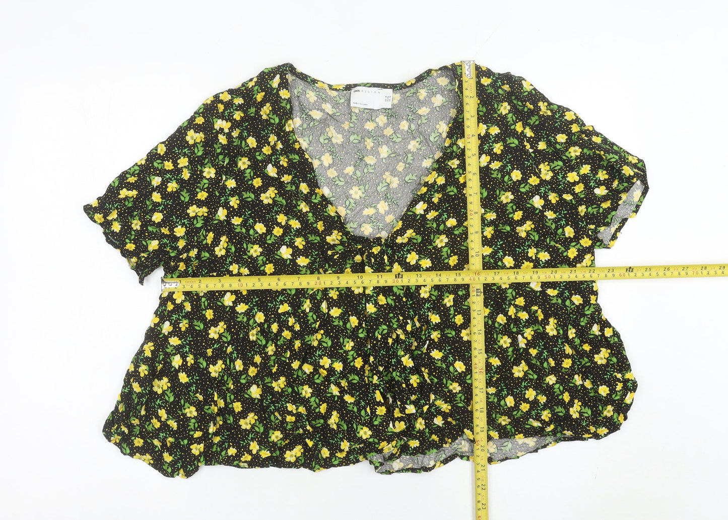 Womens UK Size 18 ASOS Black Cropped Blouse