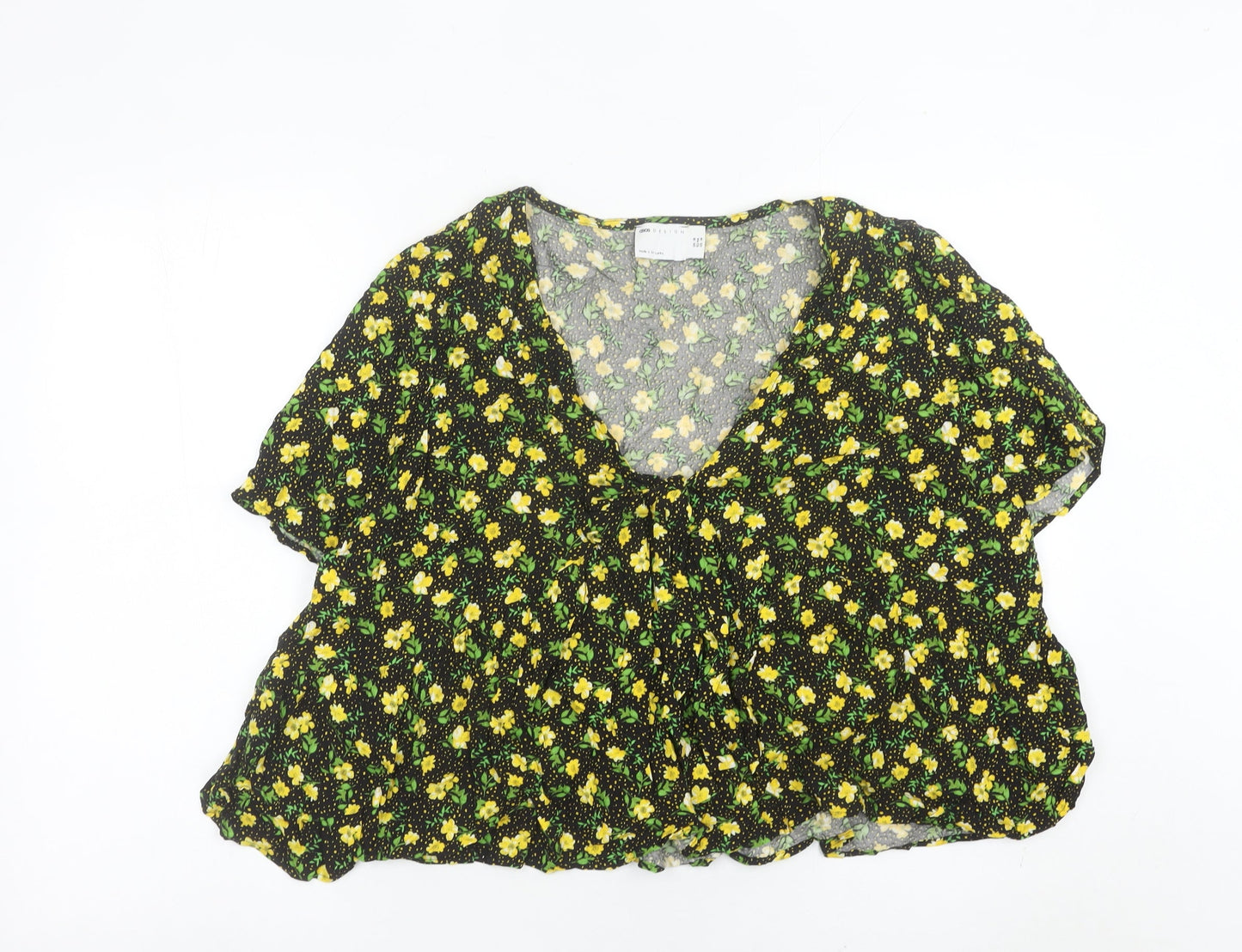 Womens UK Size 18 ASOS Black Cropped Blouse
