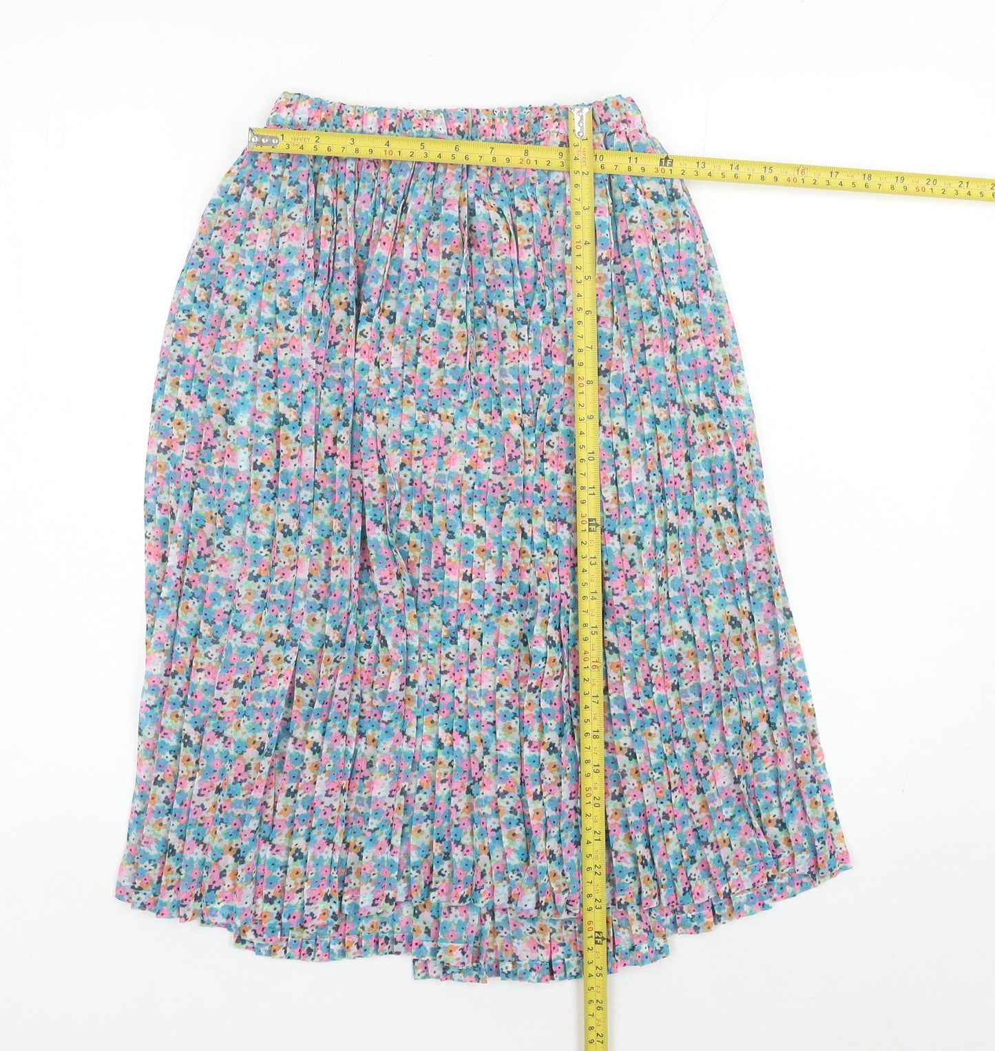 Next Girls Multicoloured Floral Pleated Skirt 9 Years Knee Length Polyester