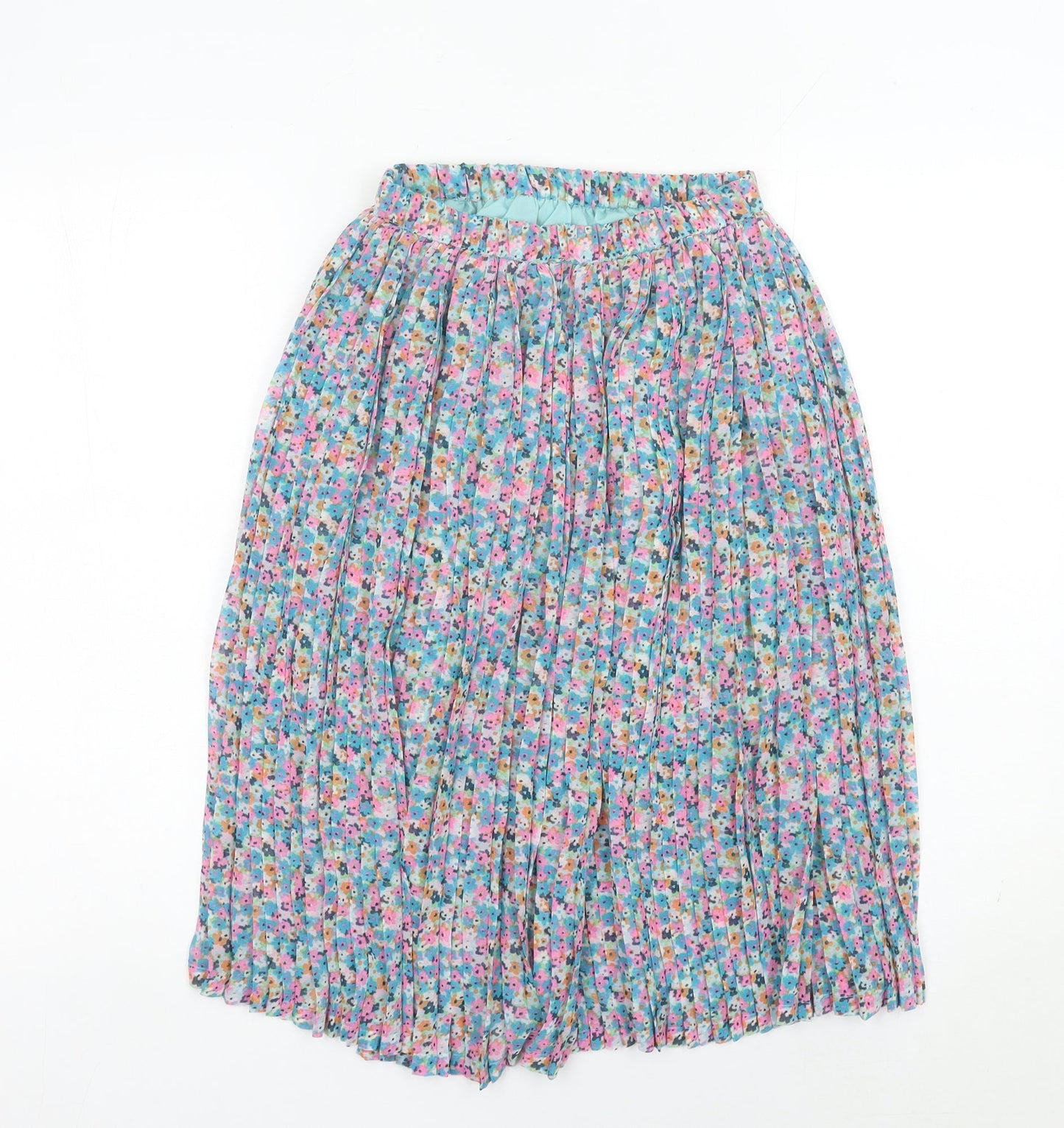 Next Girls Multicoloured Floral Pleated Skirt 9 Years Knee Length Polyester