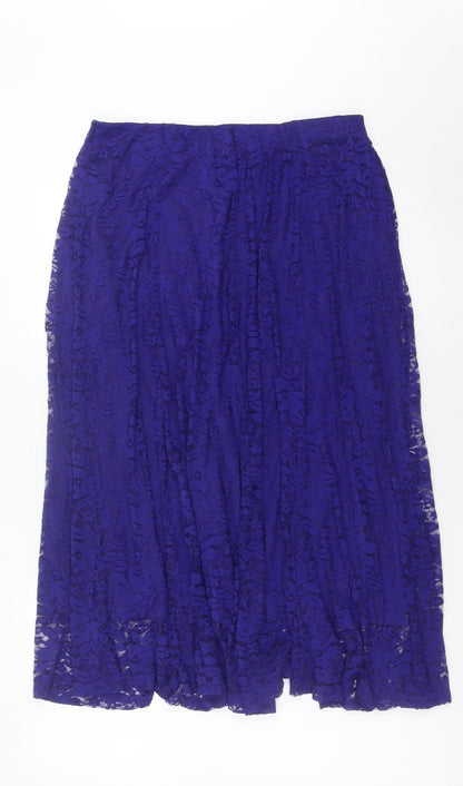 Damart Women's Purple Lace Knee Length Skirt UK 16